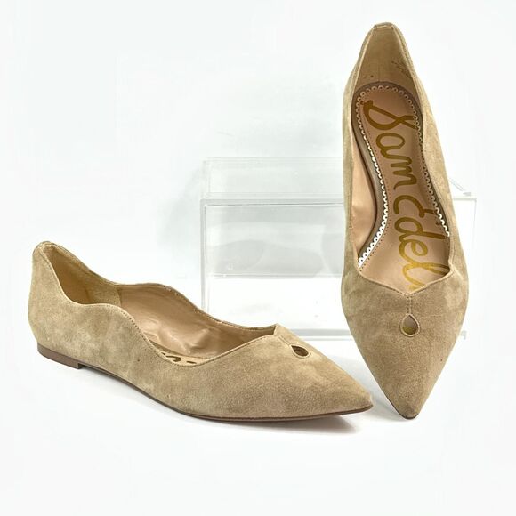 Sam Edelman Rosalie Flats Shoes Womens Size 8M Beige Suede Pointed Toe - Picture 1 of 12